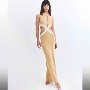 Auteur studio BRIDGET DRESS - CAMEL/CREAM size large